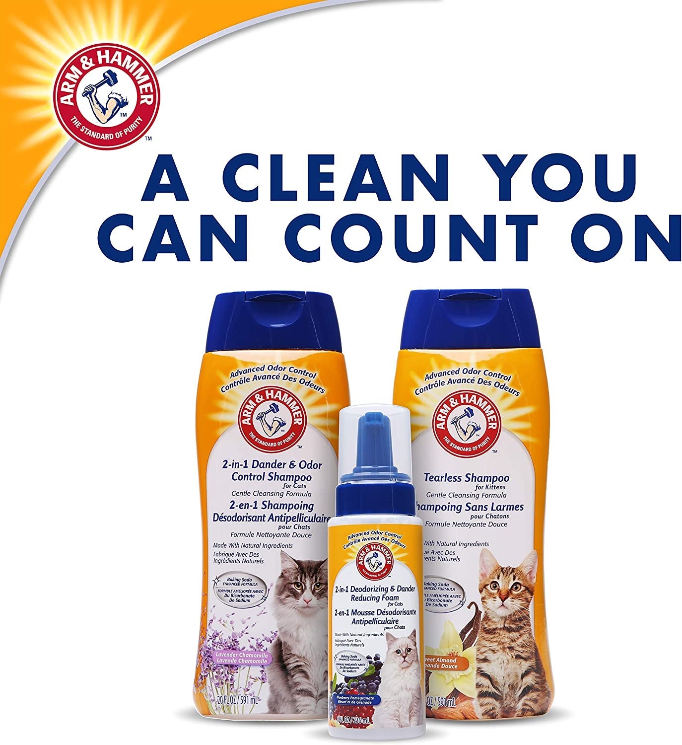 2 - In - 1 Deodorizing & Dander Reducing Shampoo for Cats, Dander Remover for Dander and Odors, Baking Soda Moisturizes and Deodorizes, Lavender Chamomile Scent, 20 Fl Oz (Pack of 1) - MonortPaws Store