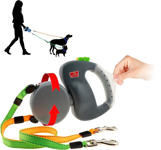 - 2025 Edition - 2 Dog Retractable Leash β Featuring Our Incredible Silicone Gel Handle - No Tangle Engineering. Each Dog 50 Lb up to 10 Ft Distance. Lock and Unlock Easily. Reflective Webbing. - MonortPaws Store