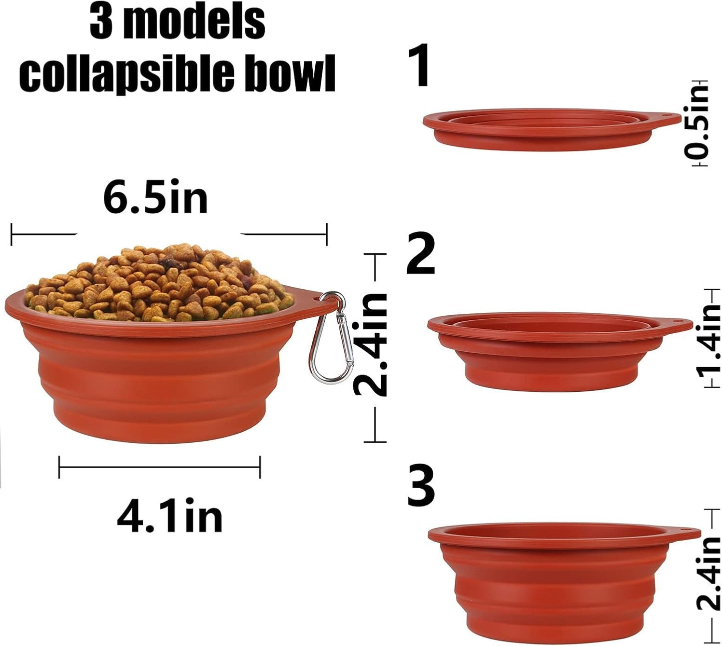 2Pack Collapsible Dog Bowl,Integrated Molding Travel Bowl No Plastic Rim Pet Feeding Bowls for Walking Traveling Outdoors,600Ml (Brown+Grey) - MonortPaws Store