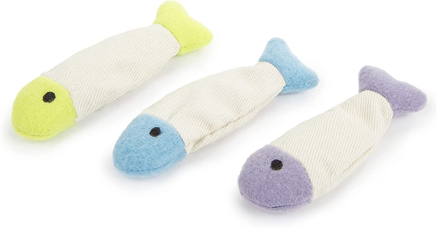 (3 Count) Fish Flop Crinkle Catnip Cat Toys - Multi Color, 3 Count - MonortPaws Store