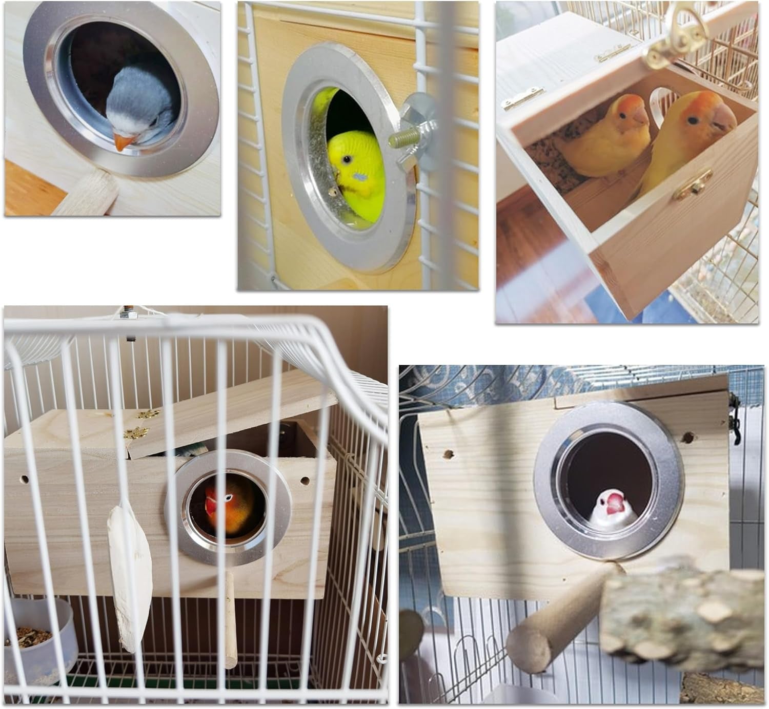 Bird Nest, Parakeet Nest Box, Bird Breeding Box with Perch, Wood Budgie Nest Box for Bird, Parrot, Lovebirds, Parrotlet, Finch, Sparrow 7.8β X 4.7β X 4.7β