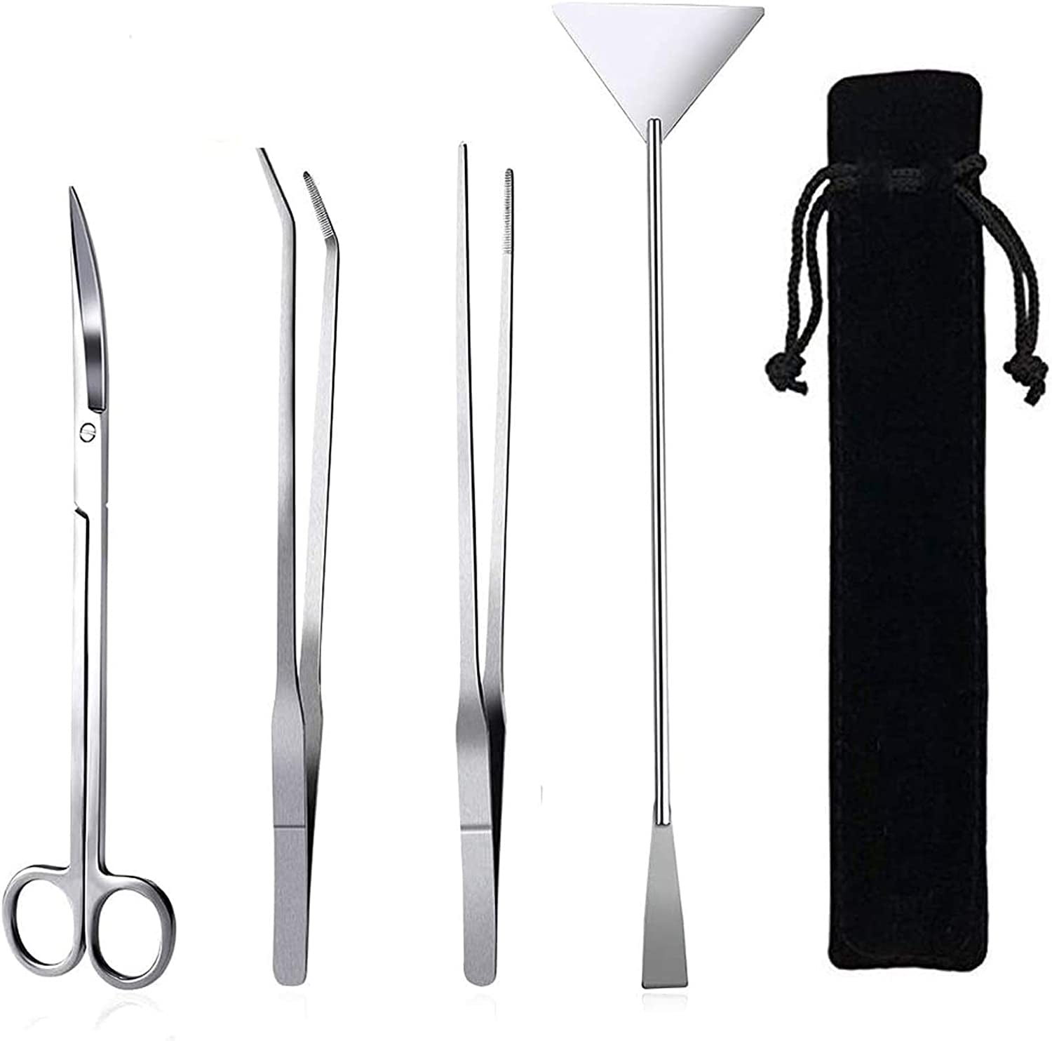 Aquarium Aquascaping Tool, Long Tweezers Scissors Spatula, 4 in 1 Stainless Steel Aquatic Plants Set for Fish Starter Kits, Aquariums Tank and Terrarium - MonortPaws Store
