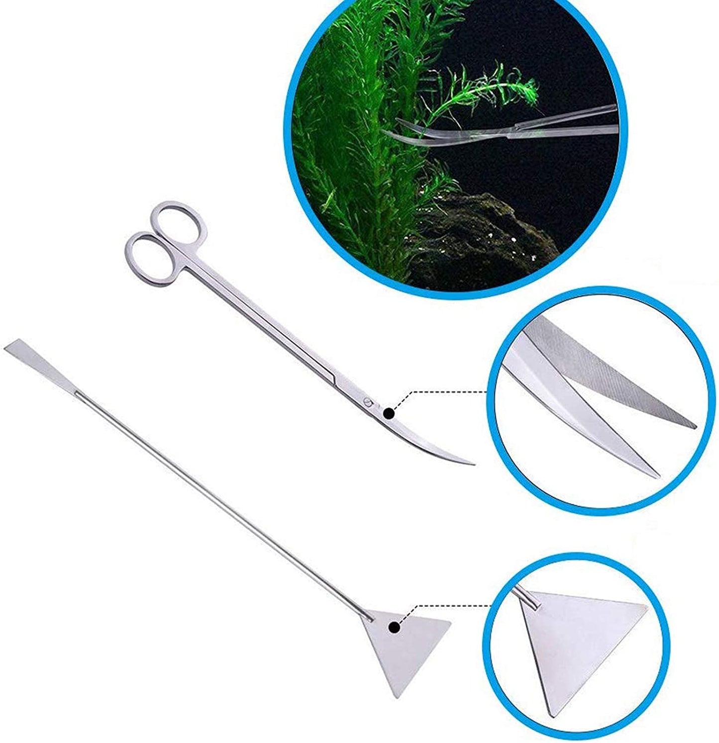 Aquarium Aquascaping Tool, Long Tweezers Scissors Spatula, 4 in 1 Stainless Steel Aquatic Plants Set for Fish Starter Kits, Aquariums Tank and Terrarium - MonortPaws Store