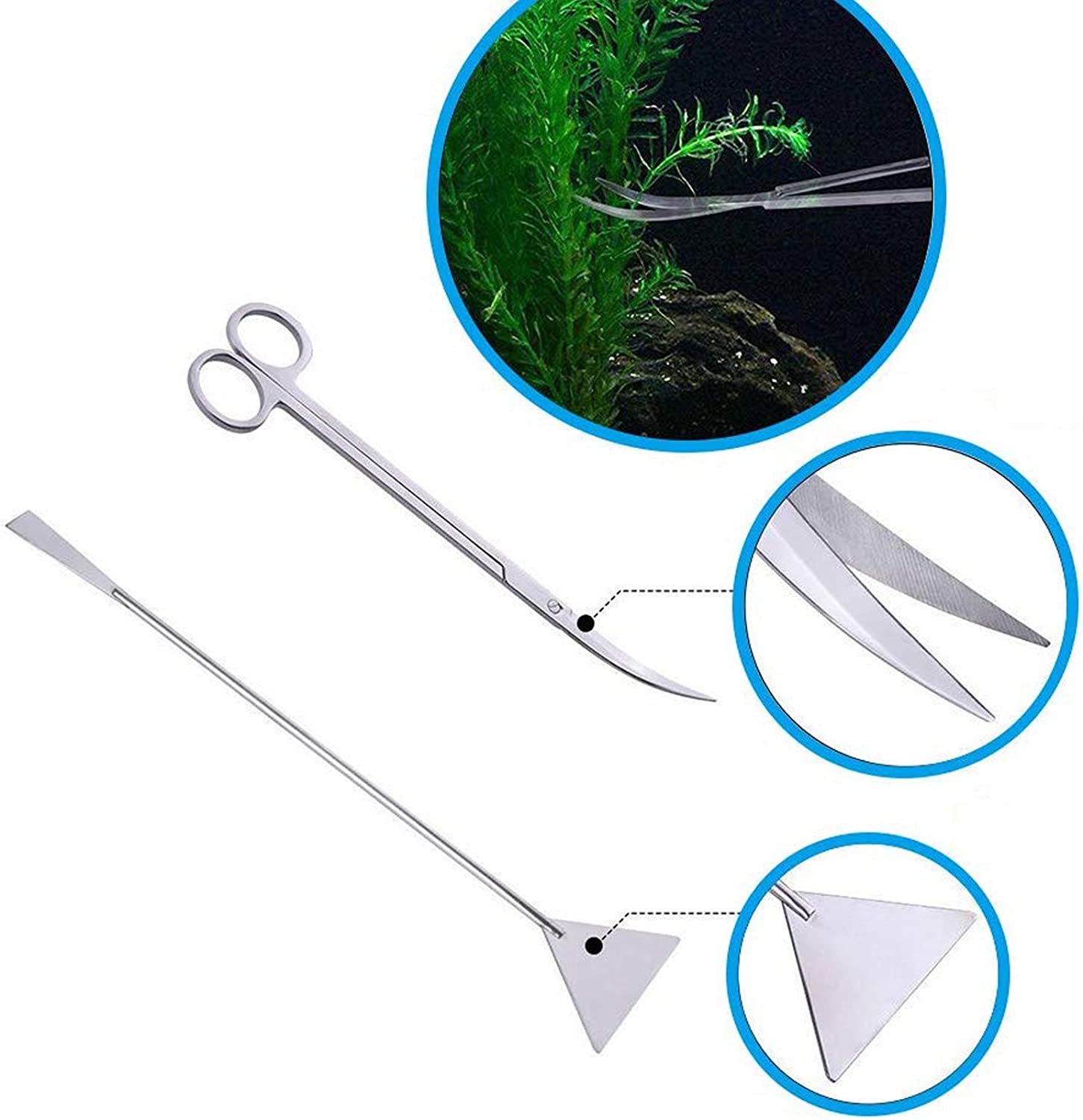 Aquarium Aquascaping Tool, Long Tweezers Scissors Spatula, 4 in 1 Stainless Steel Aquatic Plants Set for Fish Starter Kits, Aquariums Tank and Terrarium - MonortPaws Store