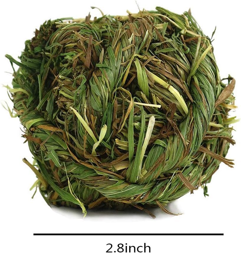 Bunny Grass Toy 4 Pcs Natural Timothy Grass Small Animal Activity Play Chew Ball for Rabbits Hamster Guinea Pigs Gerbils - MonortPaws Store