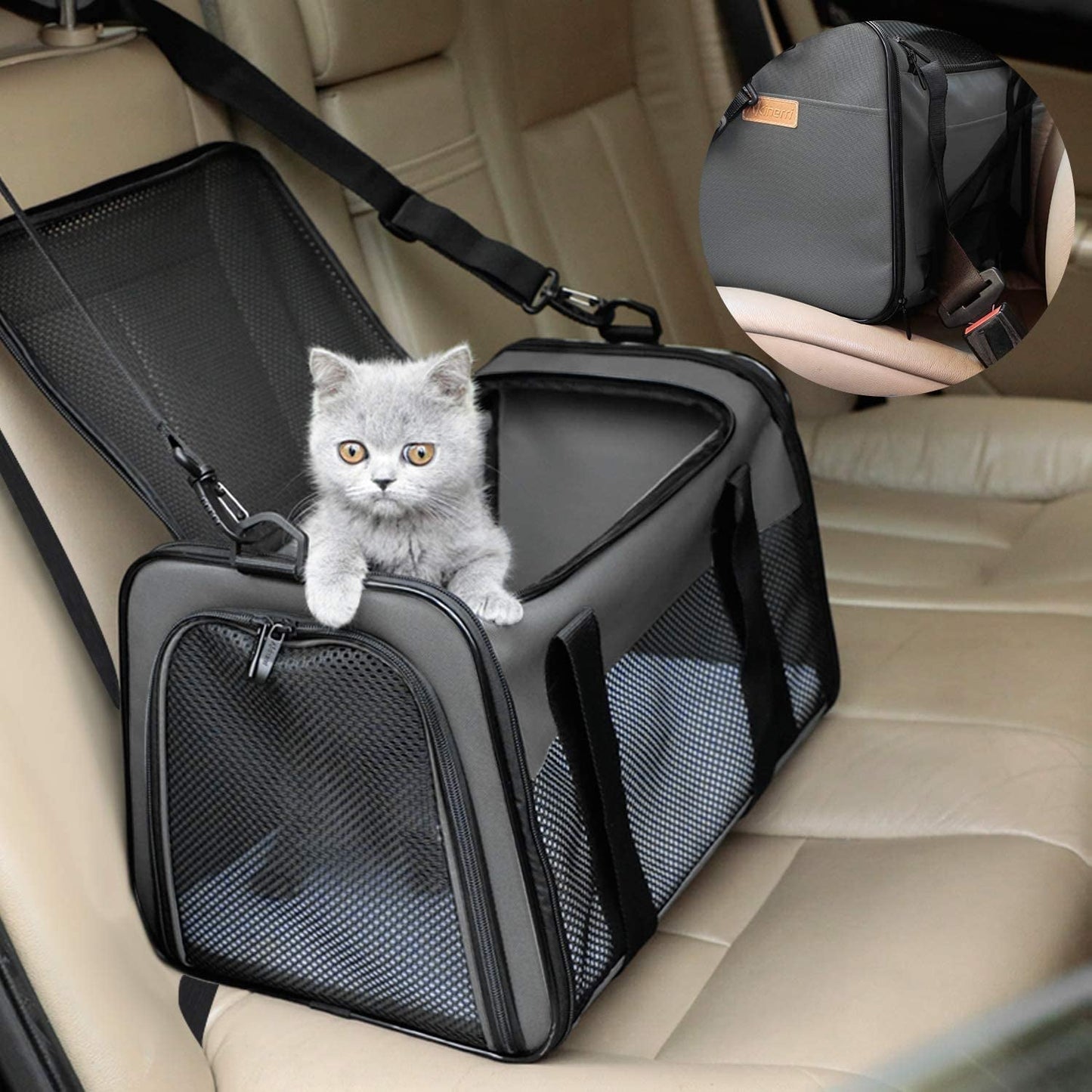 Cat Carrier - Portable Foldable Dog Pet Carrier, Soft - Sided Pet Bag up to 28 Lbs, Airline Approved Travel Puppy Carrier - MonortPaws Store