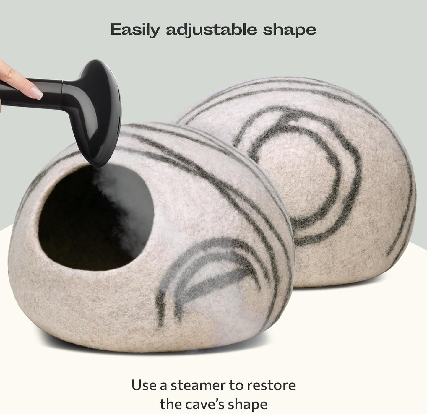 Cat Cave – Premium Felt Cat Bed for Indoor Cats, Handmade 100% Merino Wool (Light Grey, Medium) - MonortPaws Store