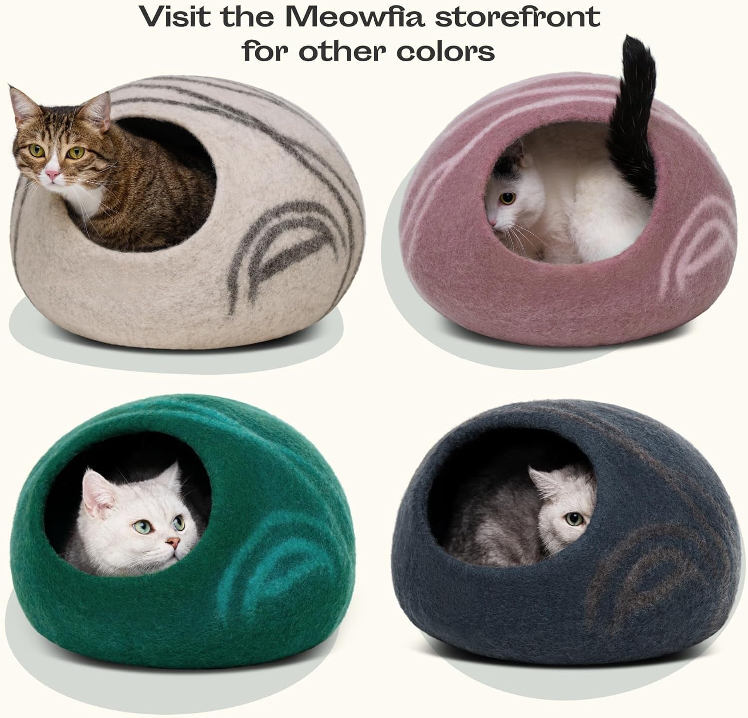 Cat Cave – Premium Felt Cat Bed for Indoor Cats, Handmade 100% Merino Wool (Light Grey, Medium) - MonortPaws Store
