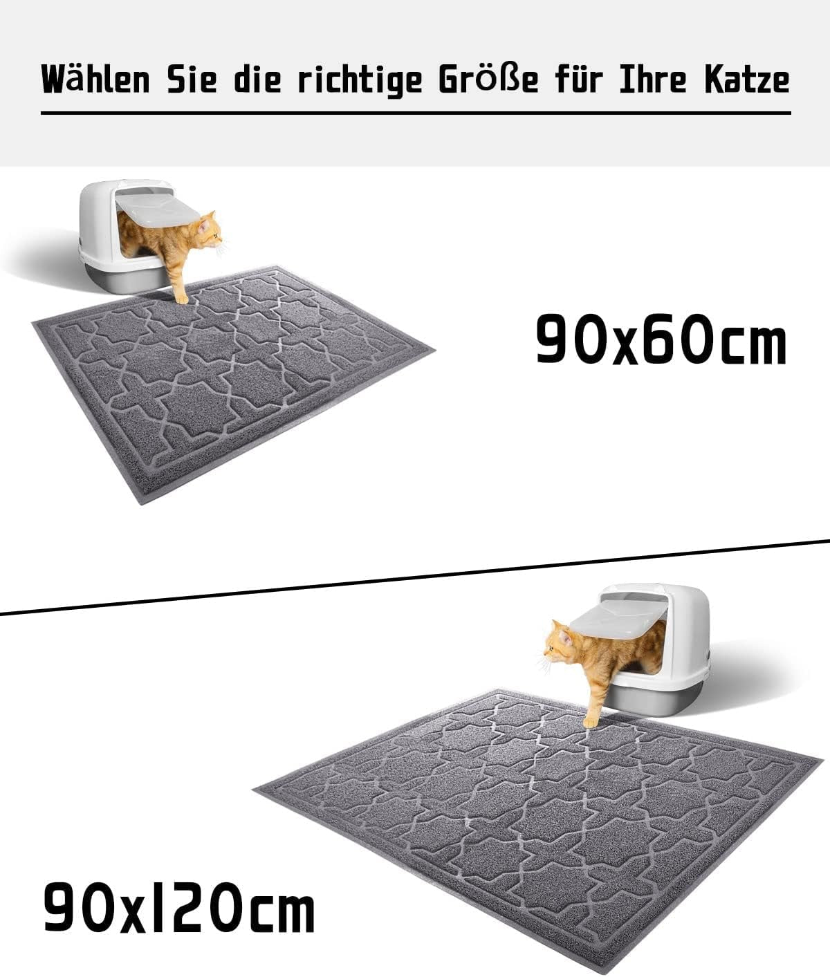 Cat Litter Mat, 35.4"X23.6" Litter Box Mat with Litter Lock Mesh, Soft Cat Litter Mat Litter Trapping Mat, Easy to Clean, Non - Slip, Water Resistant, Litter Free Floors, Dark Grey - MonortPaws Store