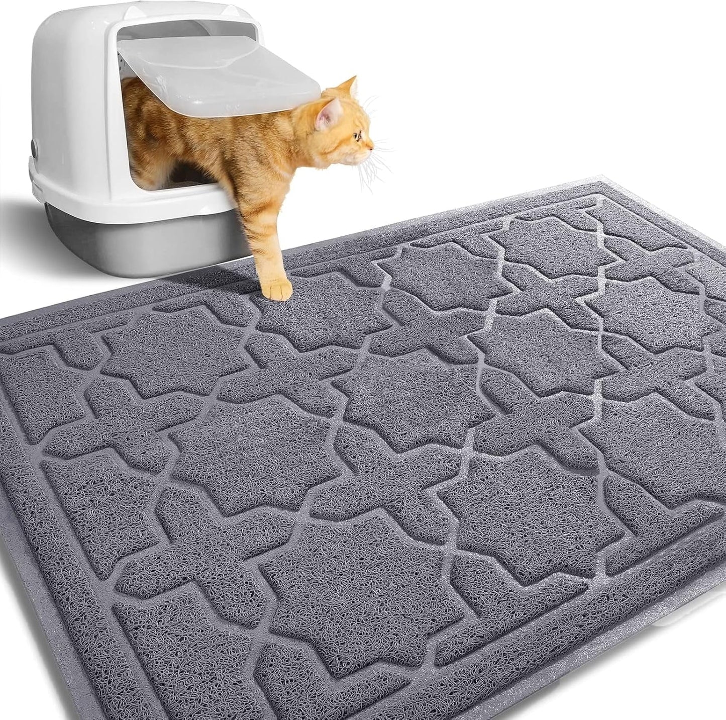 Cat Litter Mat, 35.4"X23.6" Litter Box Mat with Litter Lock Mesh, Soft Cat Litter Mat Litter Trapping Mat, Easy to Clean, Non - Slip, Water Resistant, Litter Free Floors, Dark Grey - MonortPaws Store
