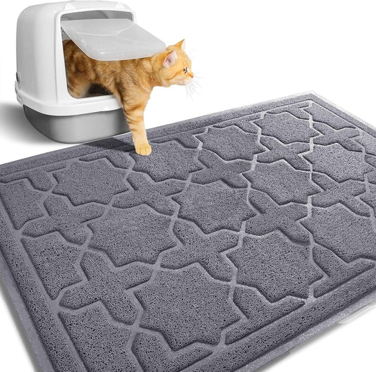 Cat Litter Mat, 35.4"X23.6" Litter Box Mat with Litter Lock Mesh, Soft Cat Litter Mat Litter Trapping Mat, Easy to Clean, Non - Slip, Water Resistant, Litter Free Floors, Dark Grey - MonortPaws Store