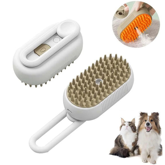 Cat Steam Brush, 3 in 1 Self Cleaning Cat Steamy Pet Brush Steamer Brush for Massage for Removing Tangled and Loosse Hair (White) - MonortPaws Store