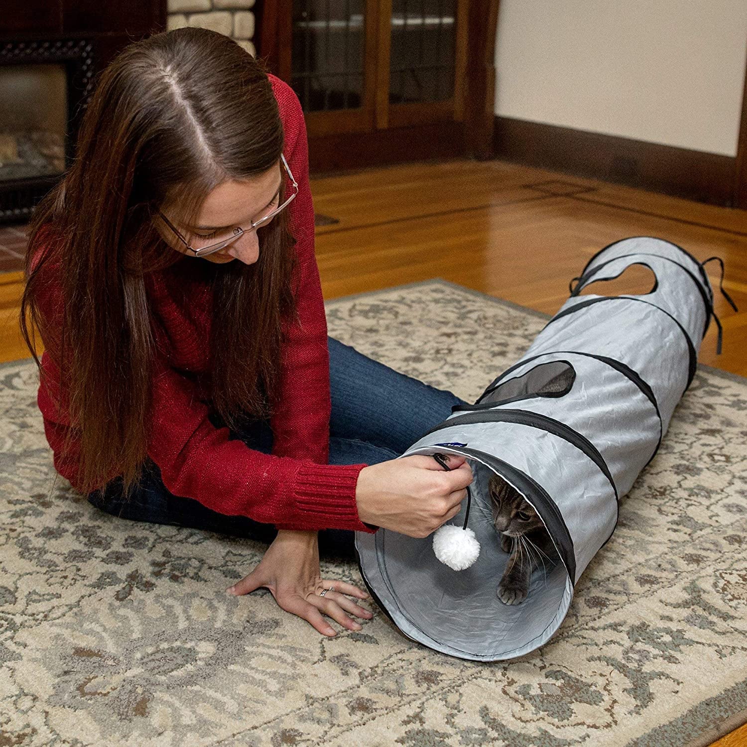 Cat Tunnel for Indoor Cats Collapsible Pop - Up Pet Tube Peek Hole Hideaway Play Toys for Cats with Ball - MonortPaws Store