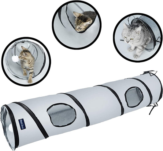 Cat Tunnel for Indoor Cats Collapsible Pop - Up Pet Tube Peek Hole Hideaway Play Toys for Cats with Ball - MonortPaws Store