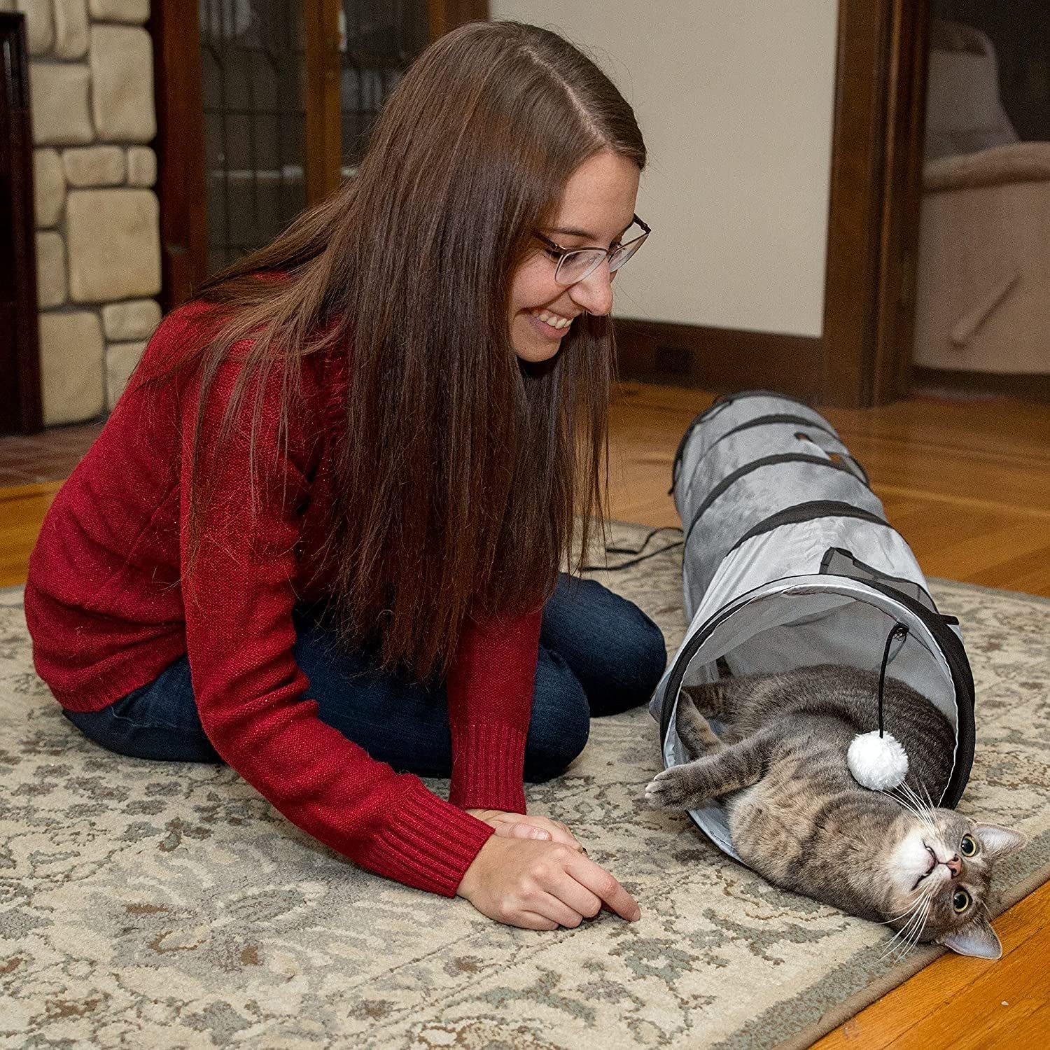 Cat Tunnel for Indoor Cats Collapsible Pop - Up Pet Tube Peek Hole Hideaway Play Toys for Cats with Ball - MonortPaws Store
