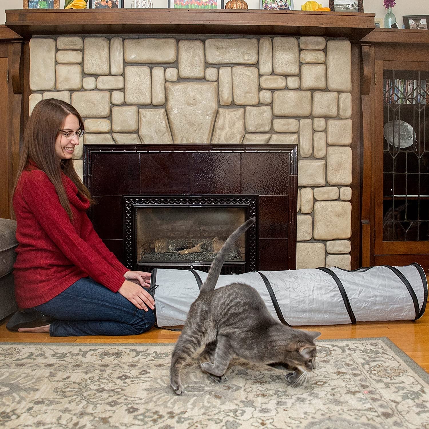 Cat Tunnel for Indoor Cats Collapsible Pop - Up Pet Tube Peek Hole Hideaway Play Toys for Cats with Ball - MonortPaws Store