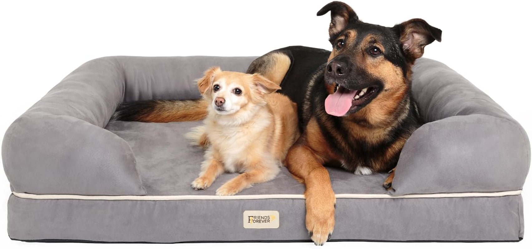 Chester Xx - Large Dog Bed - Orthopedic Memory Foam Mattress, Calming Couch Bed, Wall Rim Pillow, Water Resistant Liner, Washable Cover, Non - Slip Bottom, Grey - MonortPaws Store