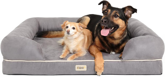 Chester Xx - Large Dog Bed - Orthopedic Memory Foam Mattress, Calming Couch Bed, Wall Rim Pillow, Water Resistant Liner, Washable Cover, Non - Slip Bottom, Grey - MonortPaws Store