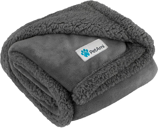 Dog Blanket for Small Medium Dogs, Pet Bed Blanket Cat Puppy Kitten, Fleece Furniture Couch Cover Protector Sofa Car, Soft Sherpa Dog Throw Plush Reversible Washable, Mini 29X40 Solid Dark Gray - MonortPaws Store