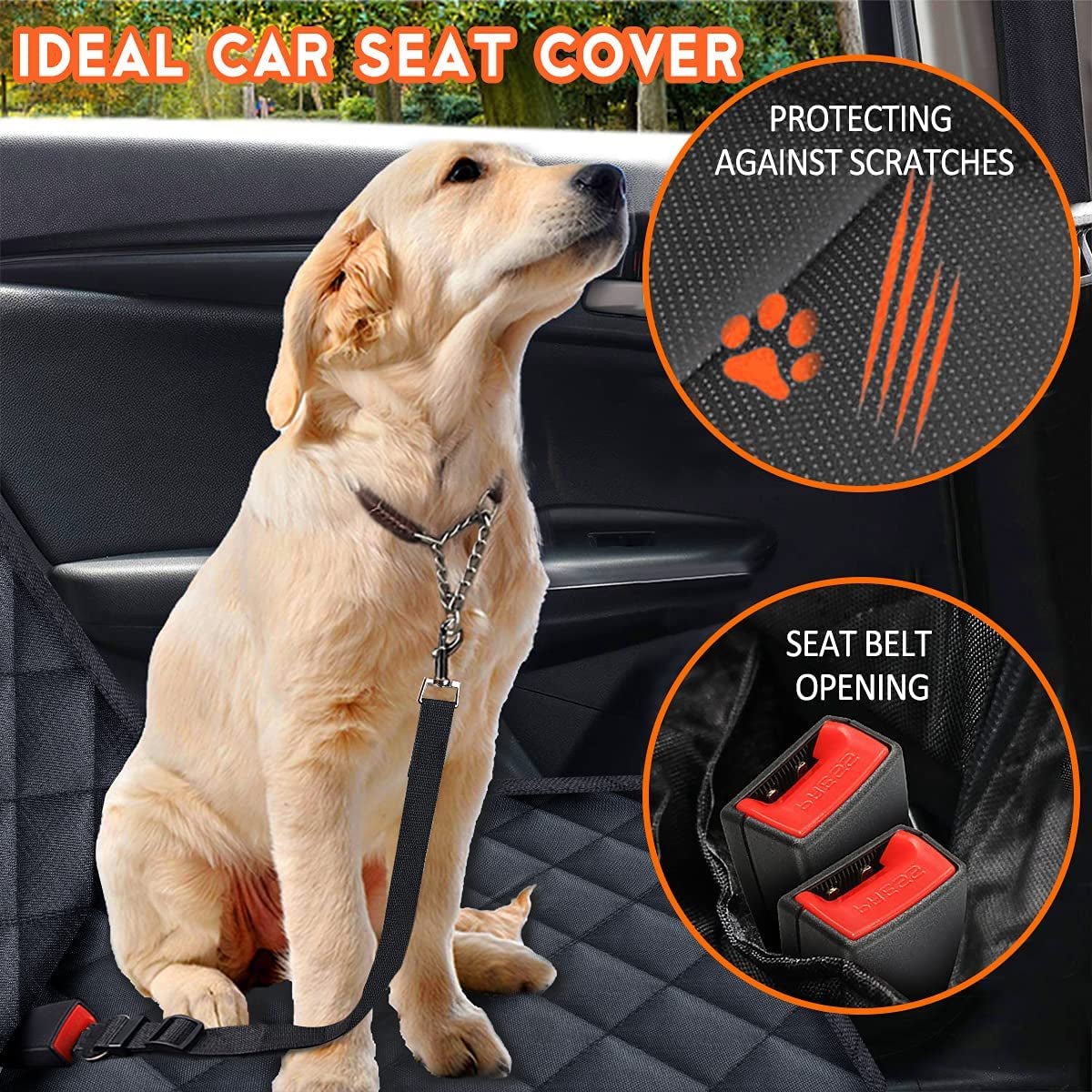 Dog Car Seat Cover, Back Seat Cover for Dogs Pet Car Seat Protector Waterproof Bench Car Seat Cover, Non - Slip Reat Seat Cover Fits Middle Armrest for Most Cars Trucks Suvs - Black - MonortPaws Store