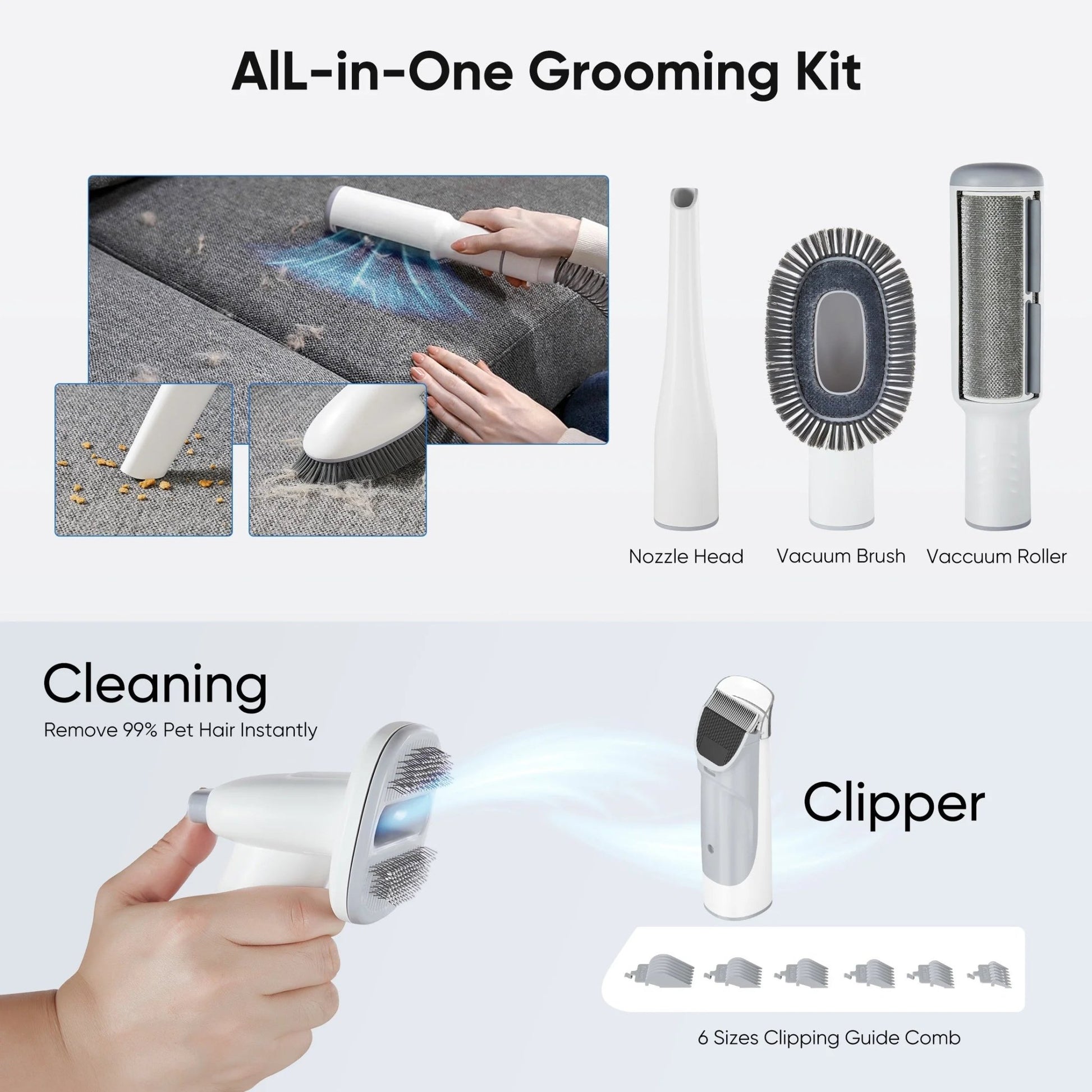 Dog Grooming Kit, 2.5L Pet Hair Grooming Vacuum, 5 - In - 1 Electric Clippers Cleaning Sets for Dog/Cat/Other Animals - MonortPaws Store