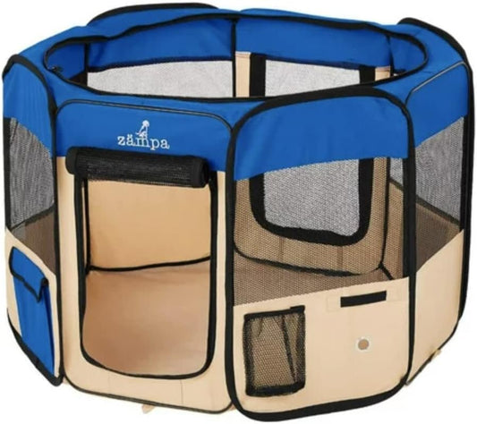 Dog Playpen Medium 45"X45"X24" Pop up Portable Playpen for Dogs and Cat, Foldable | Indoor/Outdoor Pen & Travel Pet Carrier + Carrying Case. - MonortPaws Store