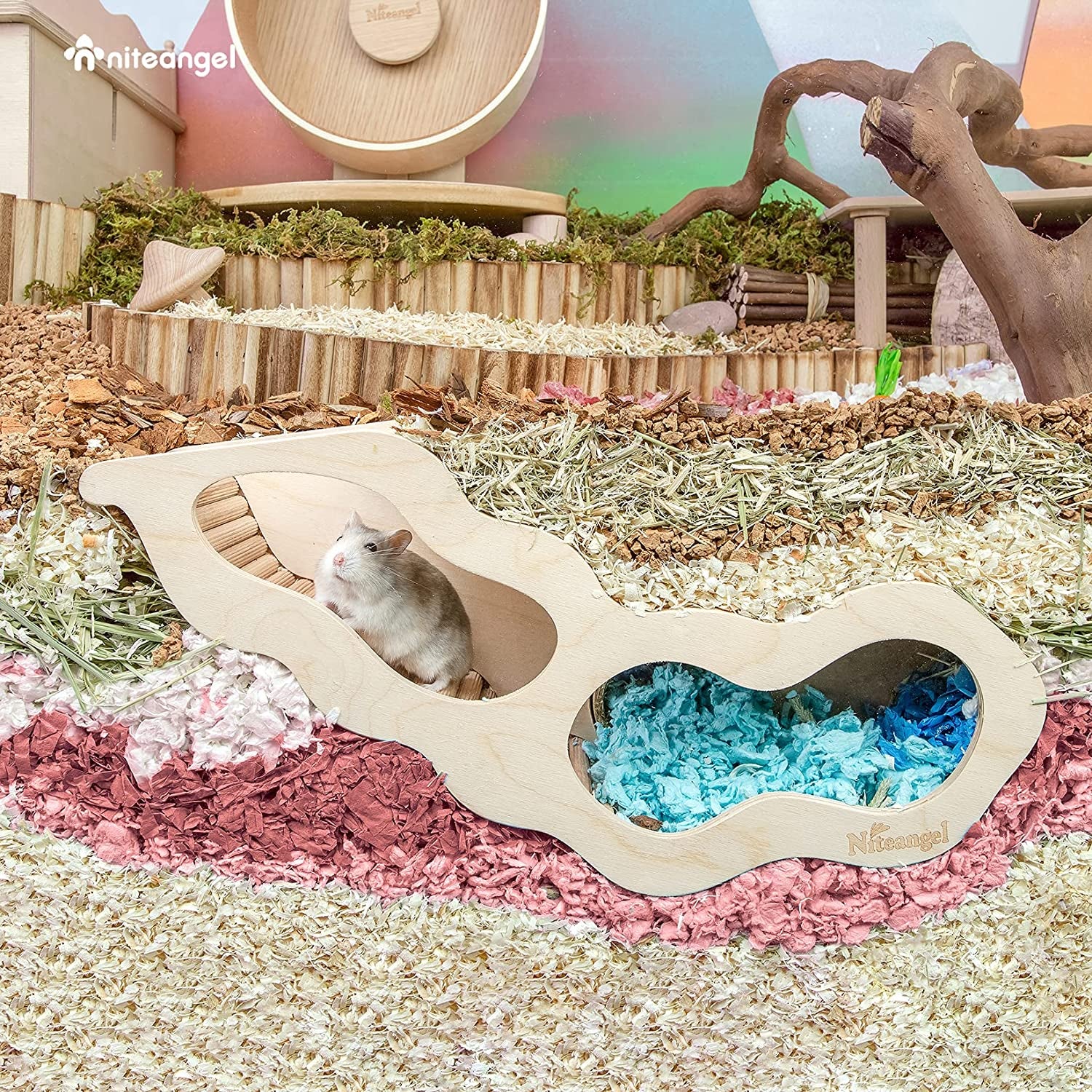 Hamster House W/Climbing Ladder for Hamsters Gerbils Mice or Similar - Sized Pets (Secret Peep Tunnel Hamster Hut) - MonortPaws Store