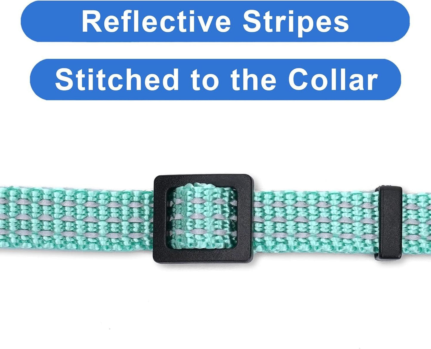 Reflective Cat Collar with Safety Buckle and Removable Bell Cat Collar Kitten Collar Teal Cat Collar One Size - MonortPaws Store