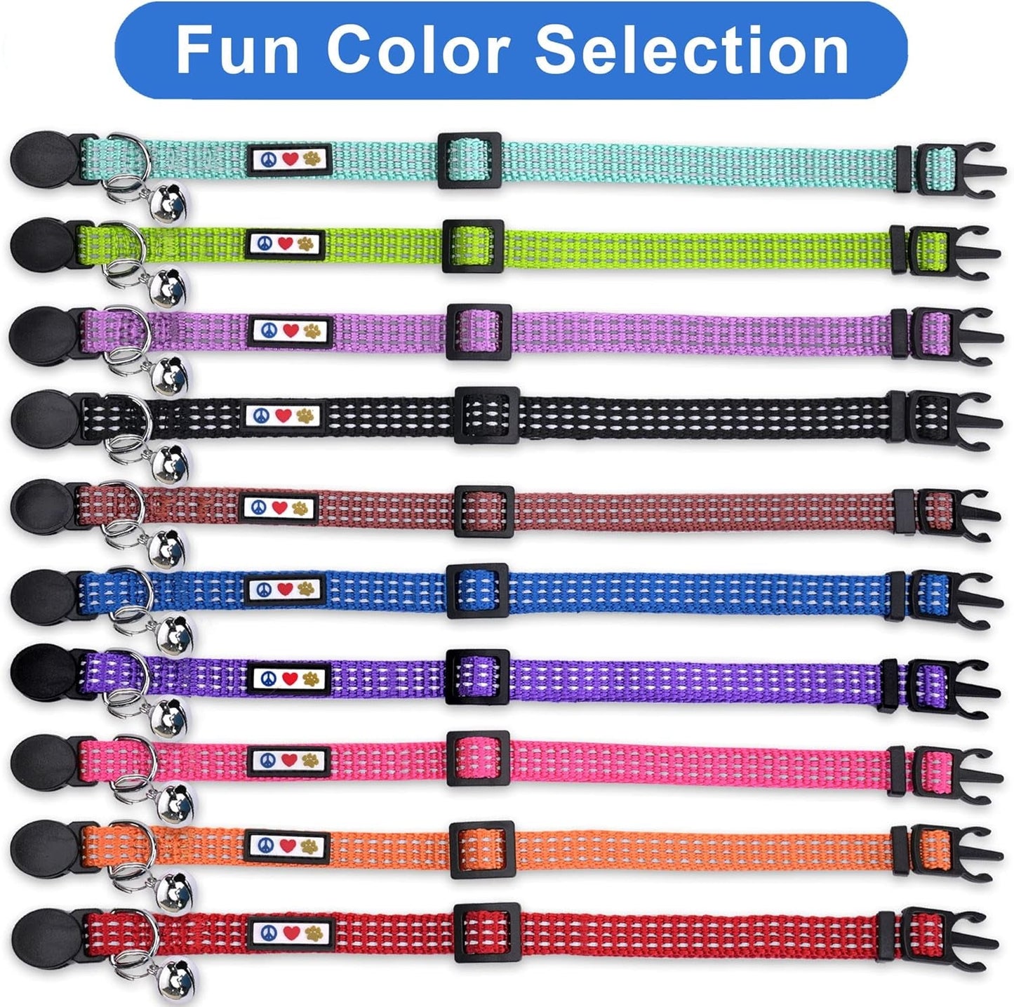 Reflective Cat Collar with Safety Buckle and Removable Bell Cat Collar Kitten Collar Teal Cat Collar One Size - MonortPaws Store