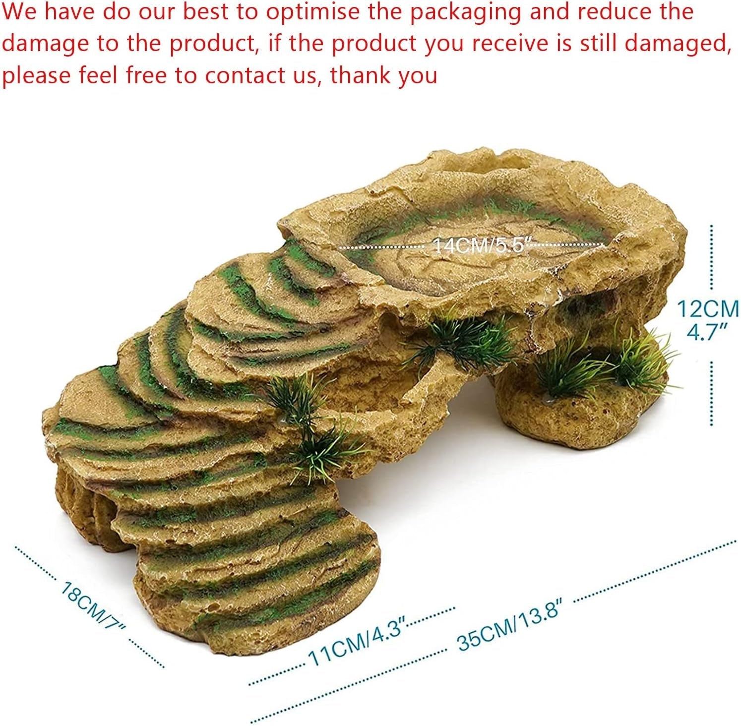 Resin Turtle Basking Platform & Reptile Hideout – Natural Rock Habitat for Turtles, Lizards, Frogs & Amphibians - MonortPaws Store