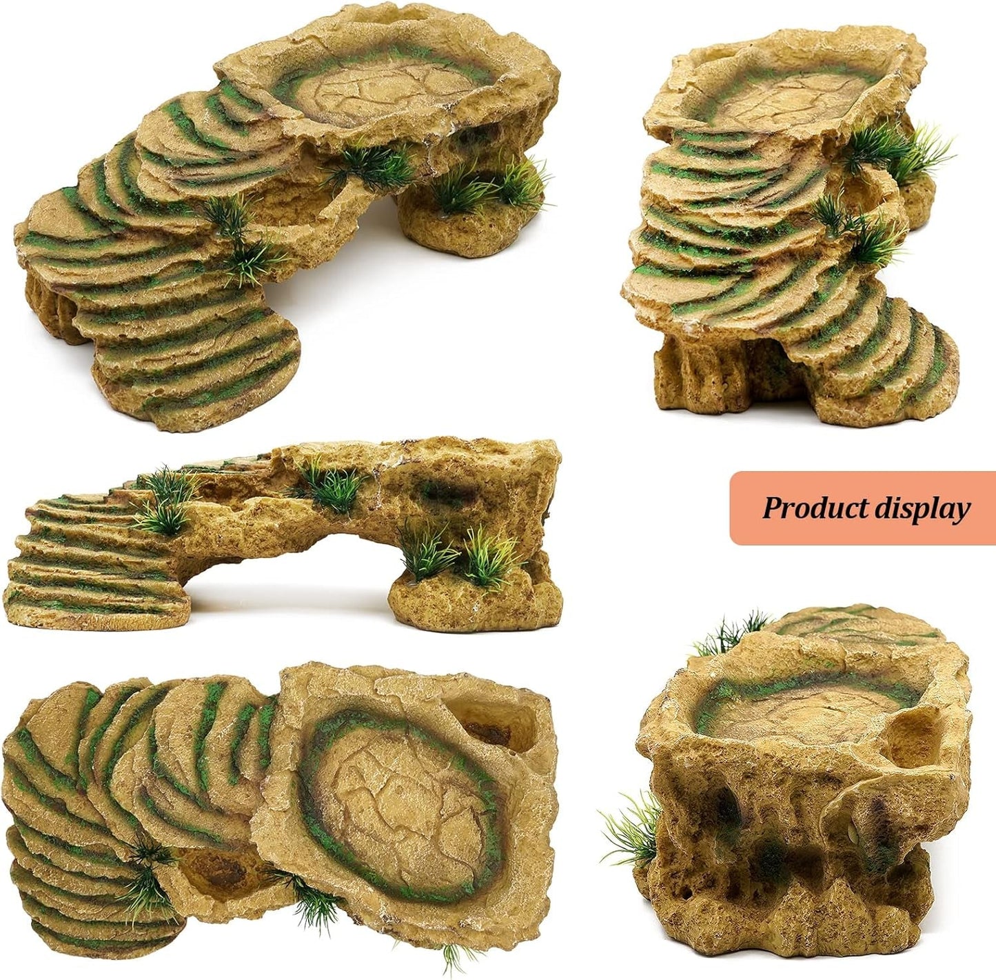Resin Turtle Basking Platform & Reptile Hideout – Natural Rock Habitat for Turtles, Lizards, Frogs & Amphibians - MonortPaws Store