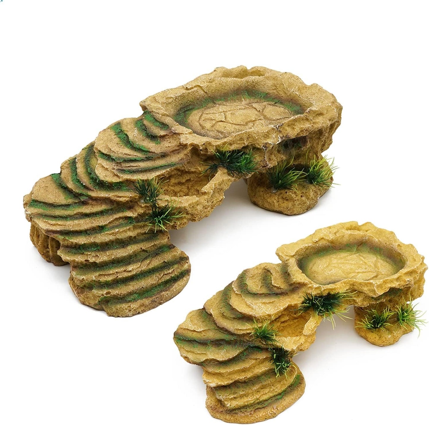 Resin Turtle Basking Platform & Reptile Hideout – Natural Rock Habitat for Turtles, Lizards, Frogs & Amphibians - MonortPaws Store