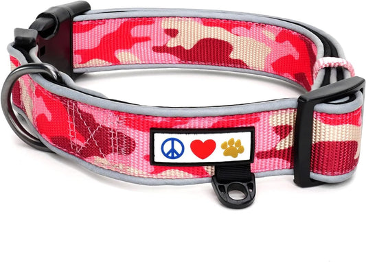 Soft Adjustable Reflective Padded Pet Dog Collar Camouflage Pink Camo Medium / Large 3/4 Inch - MonortPaws Store