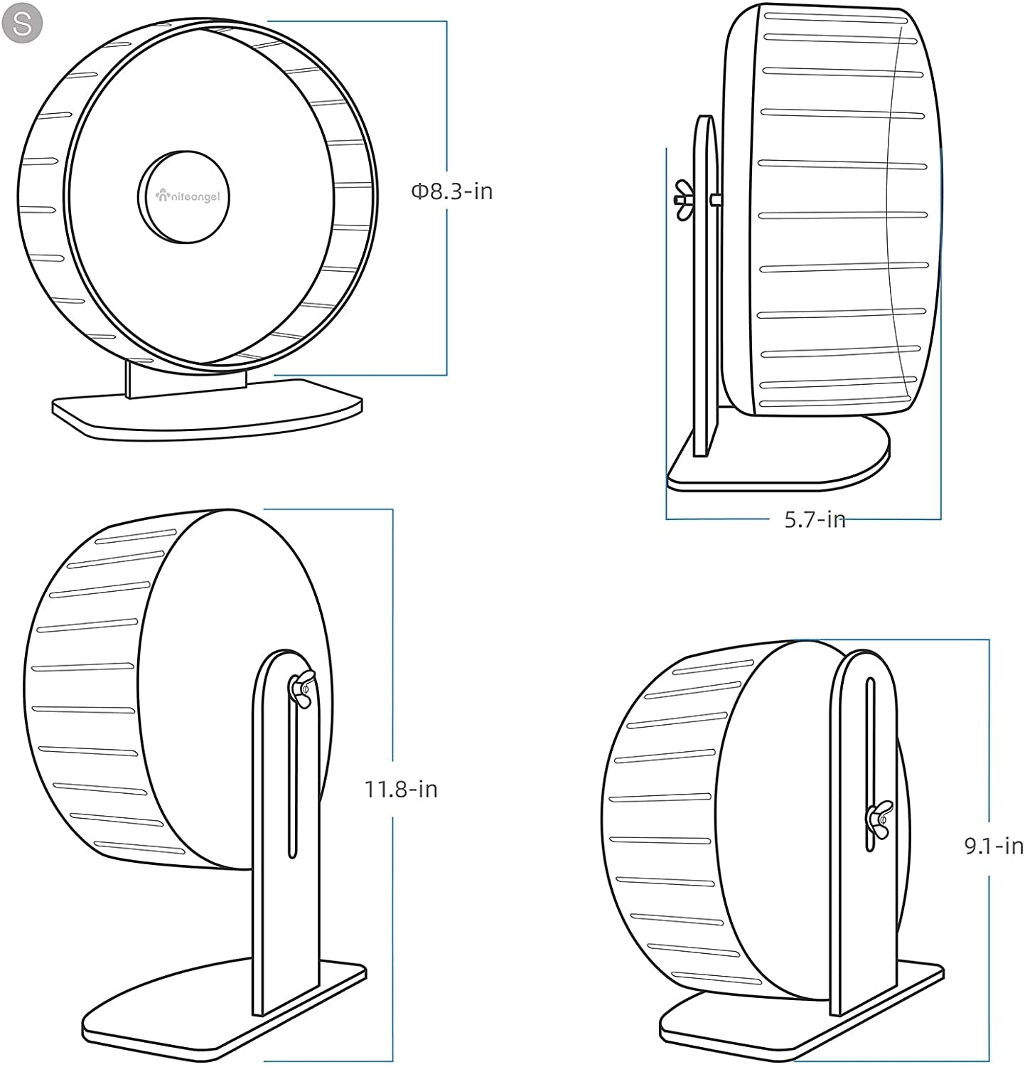 Super - Silent Hamster Exercise Wheels: - Quiet Spinner Hamster Running Wheels with Adjustable Stand for Hamsters Gerbils Mice or Other Small Animals (S, Mint Green) - MonortPaws Store