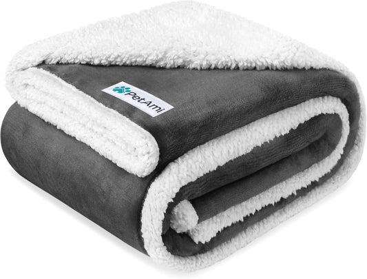 Waterproof Dog Blanket for Small Medium Dog Puppy Cat Throw for Couch Cover Leakproof Protection, Sherpa Fleece, Reversible Soft Washable 29X40 Charcoal Gray - MonortPaws Store