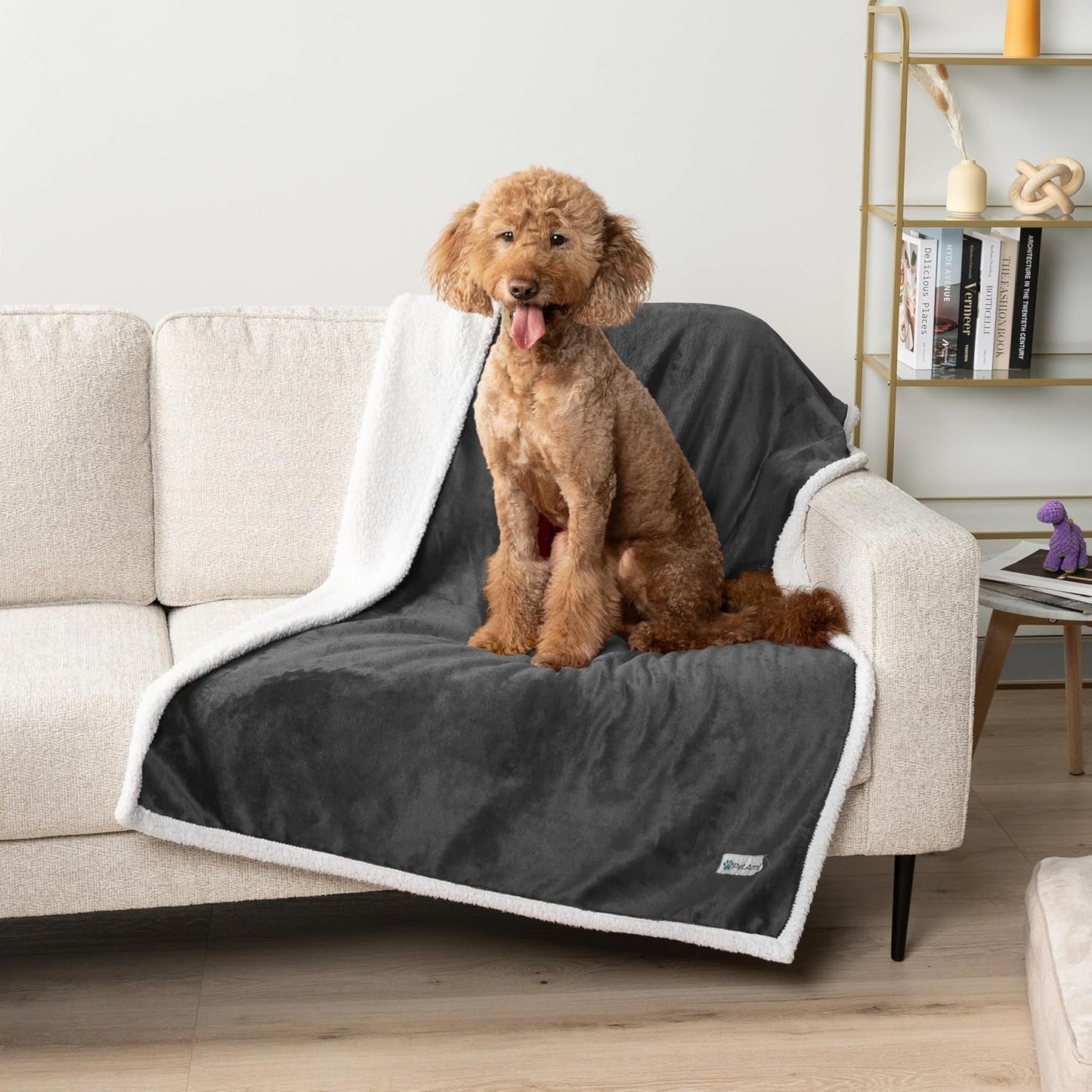 Waterproof Dog Blanket for Small Medium Dog Puppy Cat Throw for Couch Cover Leakproof Protection, Sherpa Fleece, Reversible Soft Washable 29X40 Charcoal Gray - MonortPaws Store