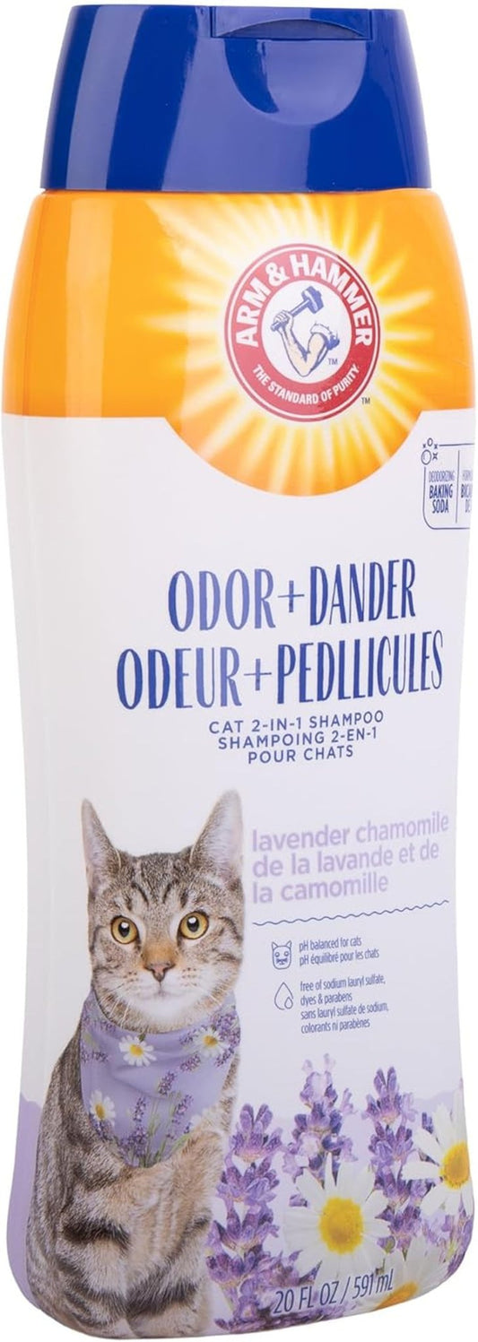 2 - In - 1 Deodorizing & Dander Reducing Shampoo for Cats, Dander Remover for Dander and Odors, Baking Soda Moisturizes and Deodorizes, Lavender Chamomile Scent, 20 Fl Oz (Pack of 1) - MonortPaws Store