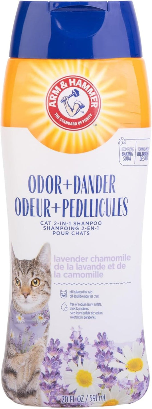 2 - In - 1 Deodorizing & Dander Reducing Shampoo for Cats, Dander Remover for Dander and Odors, Baking Soda Moisturizes and Deodorizes, Lavender Chamomile Scent, 20 Fl Oz (Pack of 1) - MonortPaws Store