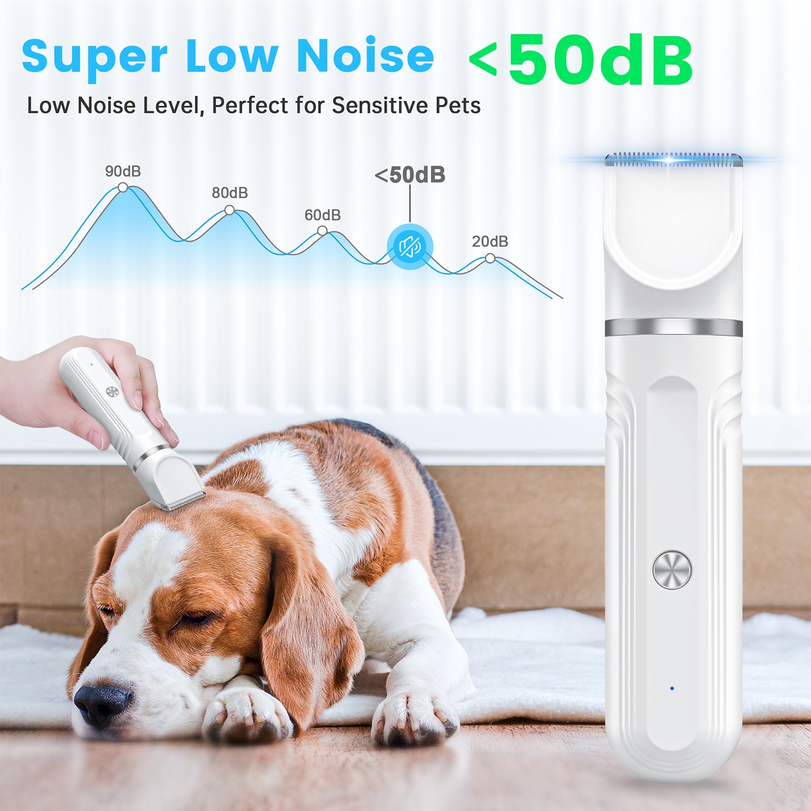 4 in 1 Dog Clippers, Low Noise Pets Hair Clipper Grooming Kit, Cordless Dog Paw Trimmers Rechargeable Quiet Nail Grinder Shaver for Dogs Cats Trimming Hair around Paws Eyes Ears Face Rump - MonortPaws Store