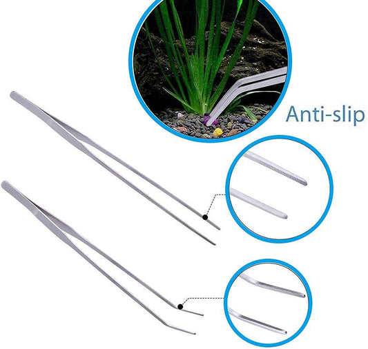Aquarium Aquascaping Tool, Long Tweezers Scissors Spatula, 4 in 1 Stainless Steel Aquatic Plants Set for Fish Starter Kits, Aquariums Tank and Terrarium - MonortPaws Store