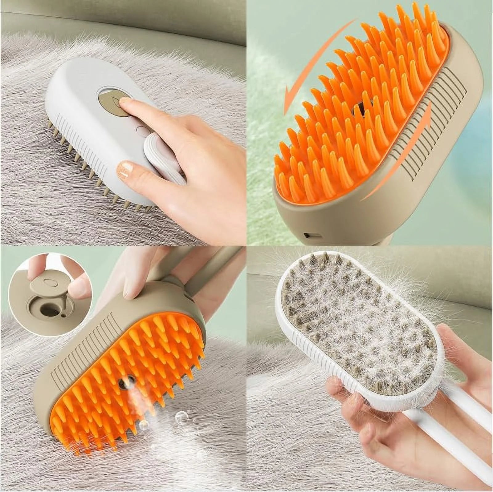 Cat Steam Brush, 3 in 1 Self Cleaning Cat Steamy Pet Brush Steamer Brush for Massage for Removing Tangled and Loosse Hair (White) - MonortPaws Store