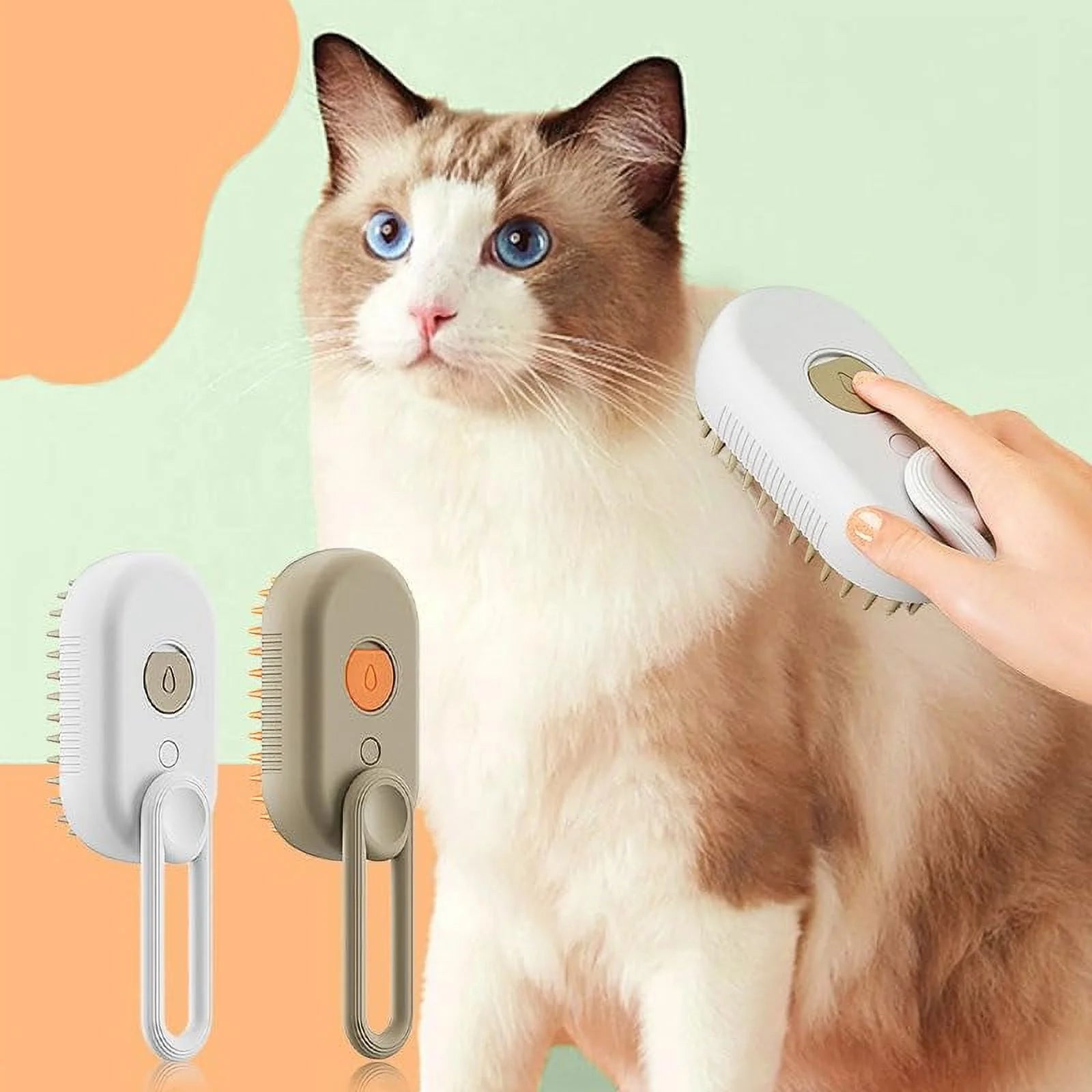 Cat Steam Brush, 3 in 1 Self Cleaning Cat Steamy Pet Brush Steamer Brush for Massage for Removing Tangled and Loosse Hair (White) - MonortPaws Store