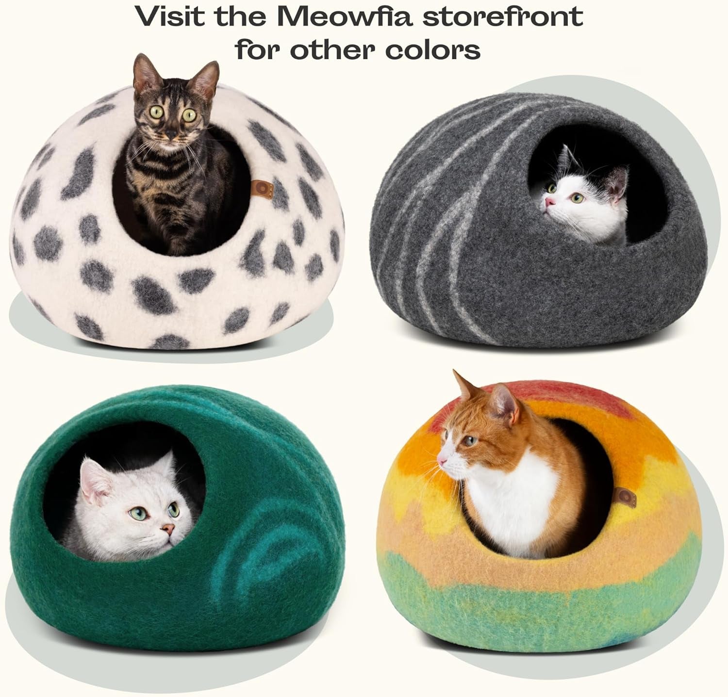 Premium Felt Cat Bed Cave - Handmade 100% Merino Wool Bed for Cats and Kittens (Large, Slate Grey) - MonortPaws Store
