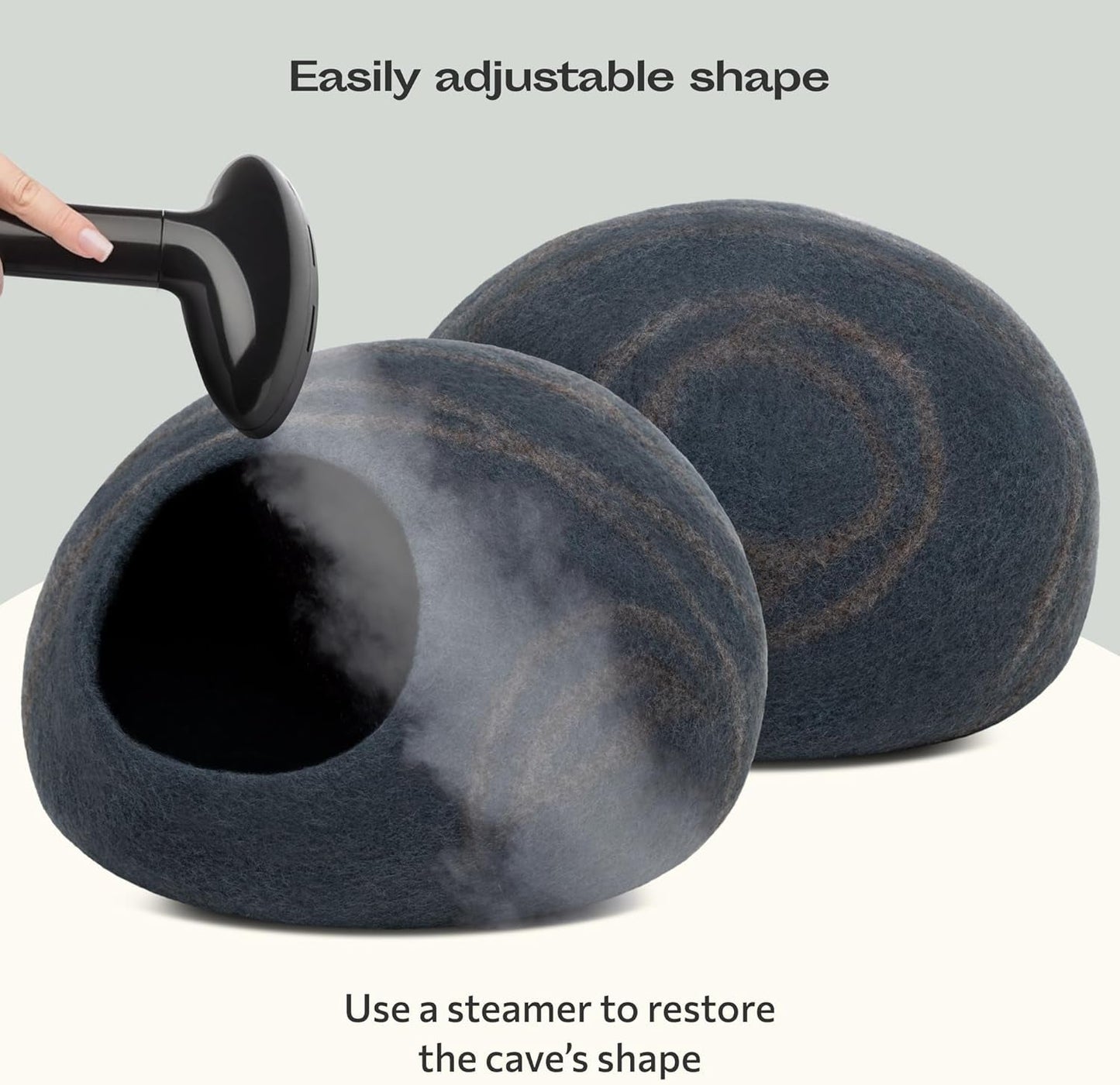 Premium Felt Cat Bed Cave - Handmade 100% Merino Wool Bed for Cats and Kittens (Large, Slate Grey) - MonortPaws Store