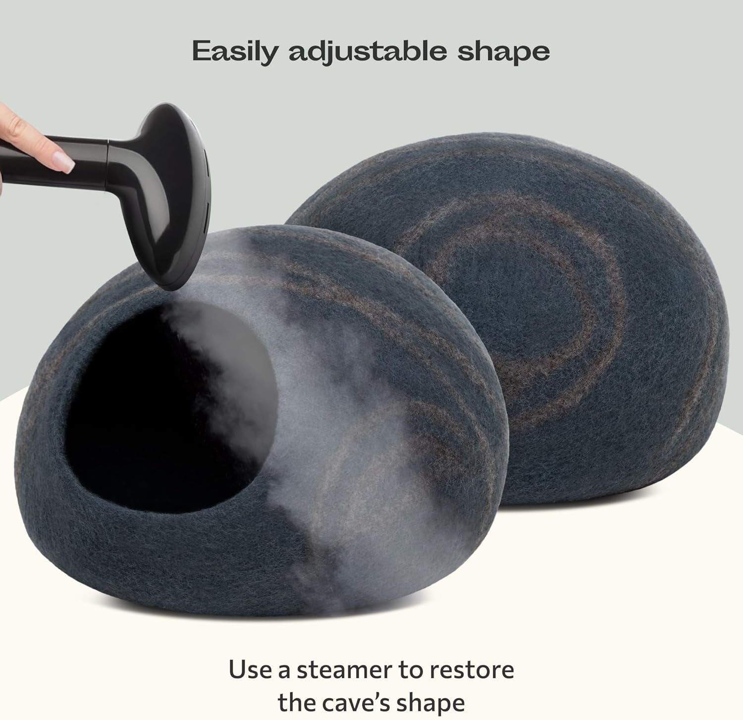 Premium Felt Cat Bed Cave - Handmade 100% Merino Wool Bed for Cats and Kittens (Large, Slate Grey) - MonortPaws Store