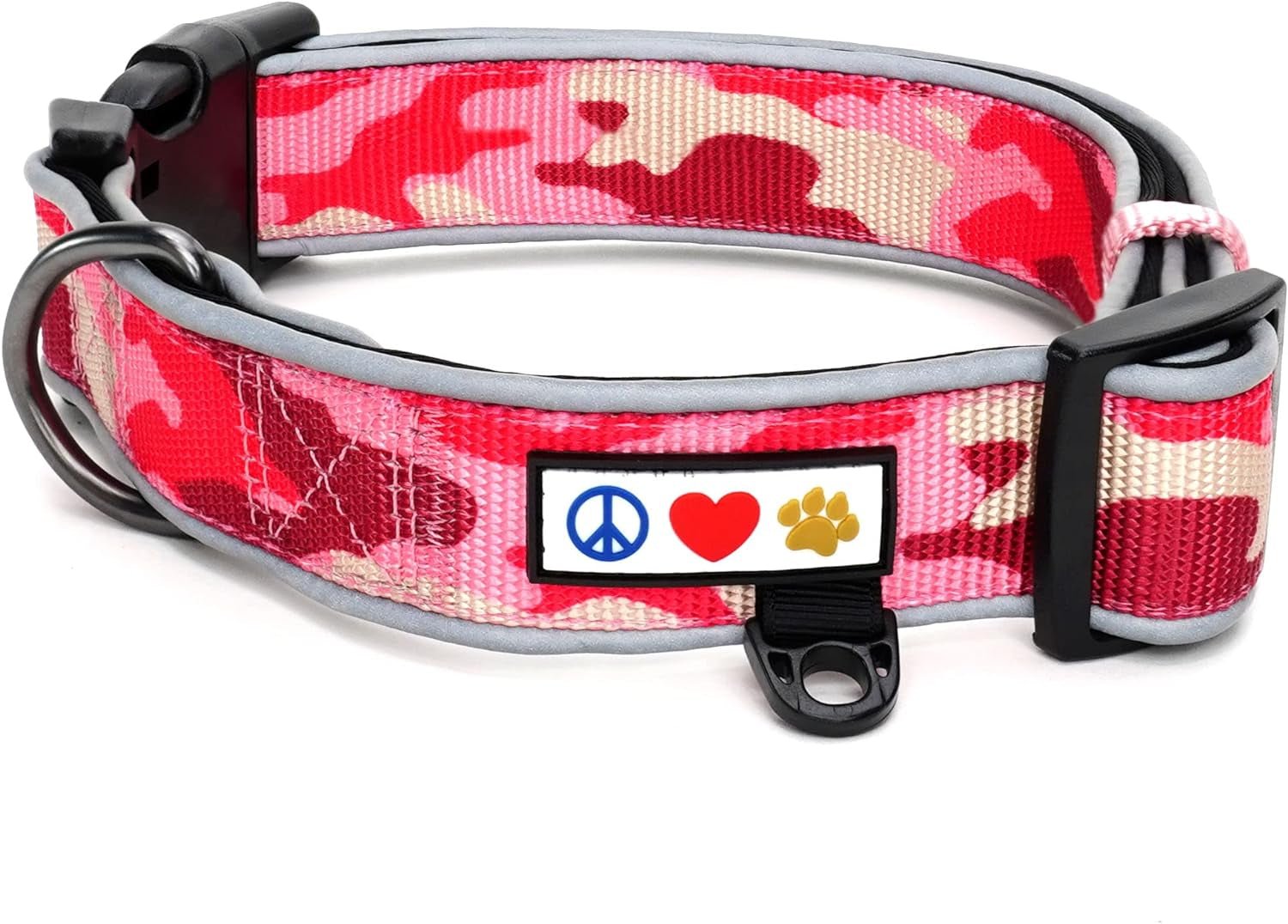 Soft Adjustable Reflective Padded Pet Dog Collar Camouflage Pink Camo Medium / Large 3/4 Inch - MonortPaws Store