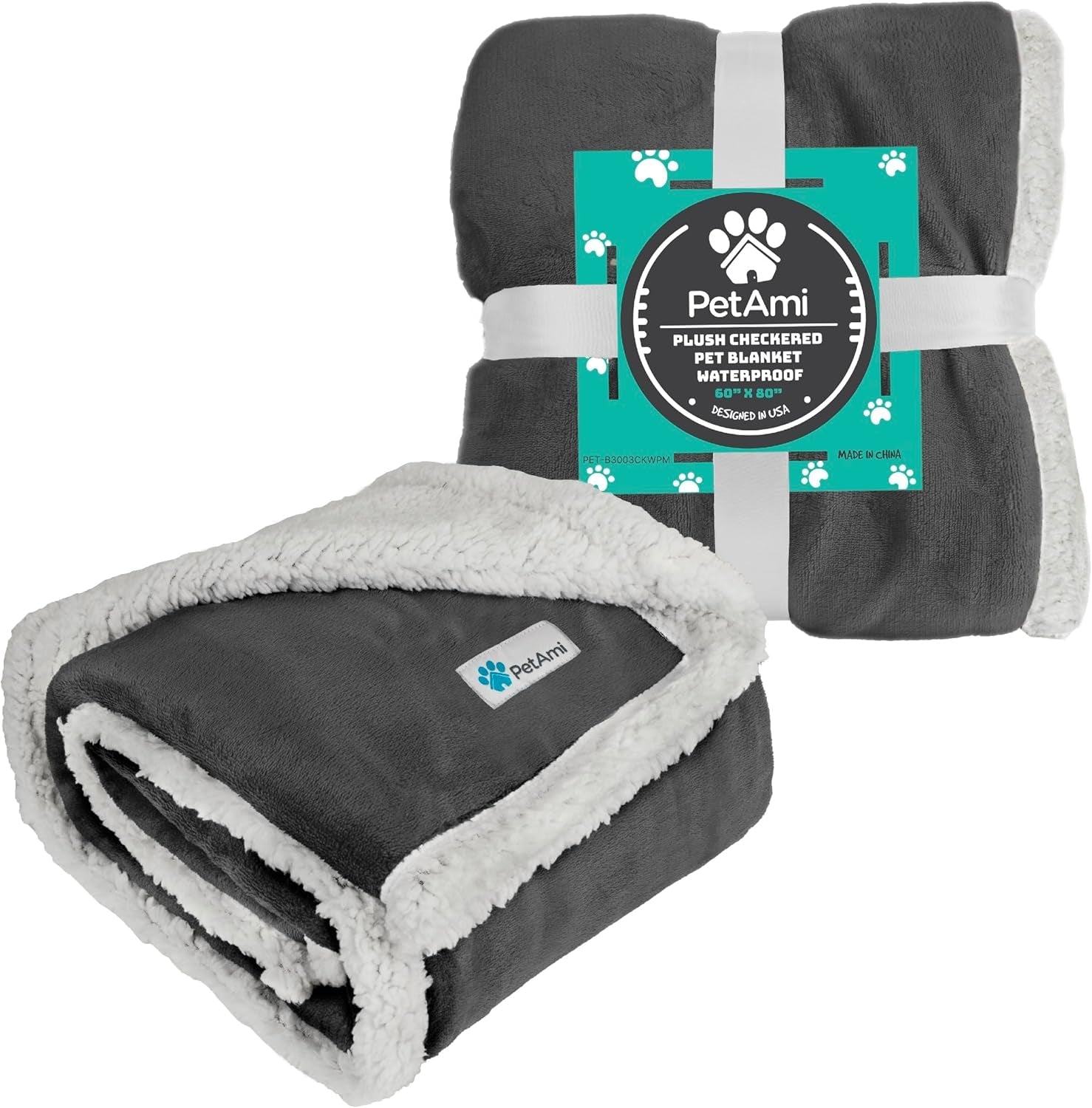 Waterproof Dog Blanket for Small Medium Dog Puppy Cat Throw for Couch Cover Leakproof Protection, Sherpa Fleece, Reversible Soft Washable 29X40 Charcoal Gray - MonortPaws Store